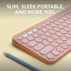 Logitech Pebble Keys 2 K380s Slim Minimalist Bluetooth Keyboard with Customizable Keys - Rose