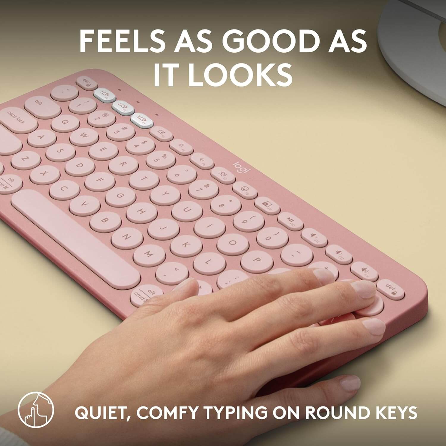 Logitech Pebble Keys 2 K380s Slim Minimalist Bluetooth Keyboard with Customizable Keys - Rose