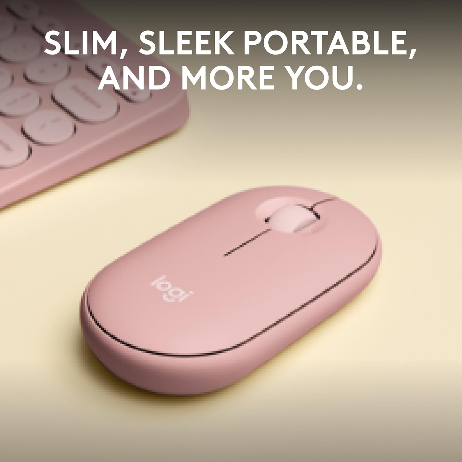 Logitech Pebble Mouse 2 M350s Slim compact Bluetooth Mouse with a Customizable Button - Pink