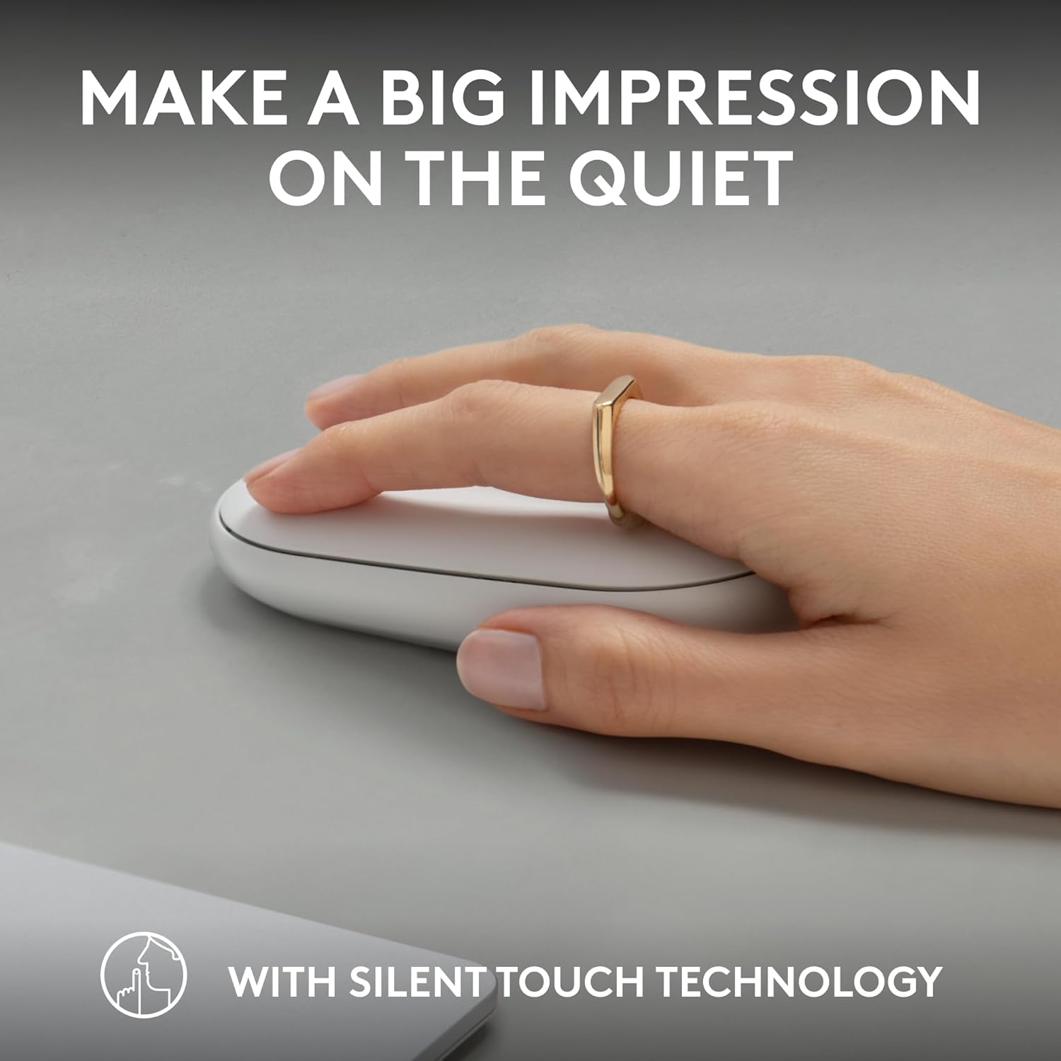 Logitech Pebble Mouse 2 M350s Slim compact Bluetooth Mouse with a Customizable Button - White