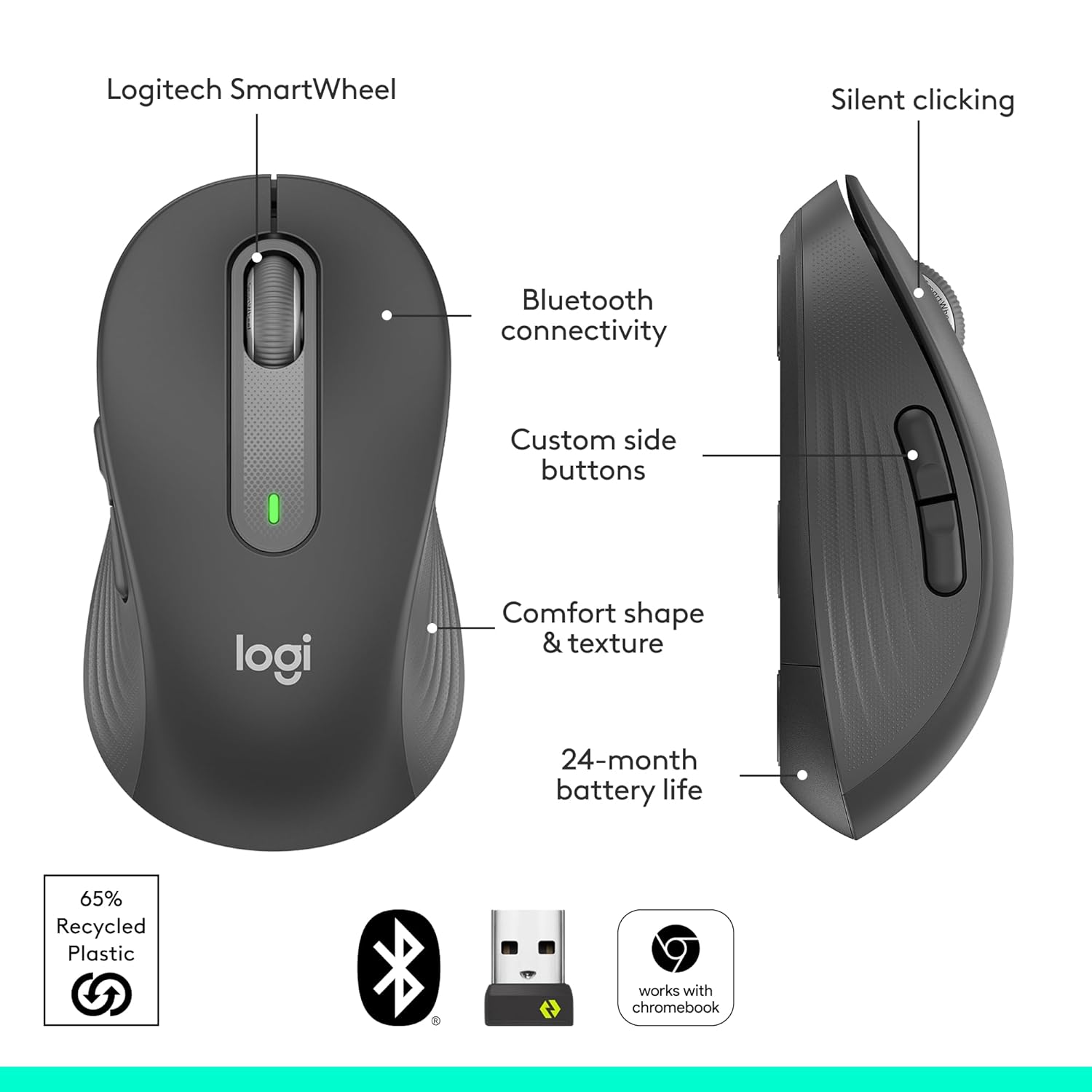 Logitech Signature M650 L Full Size Wireless Mouse