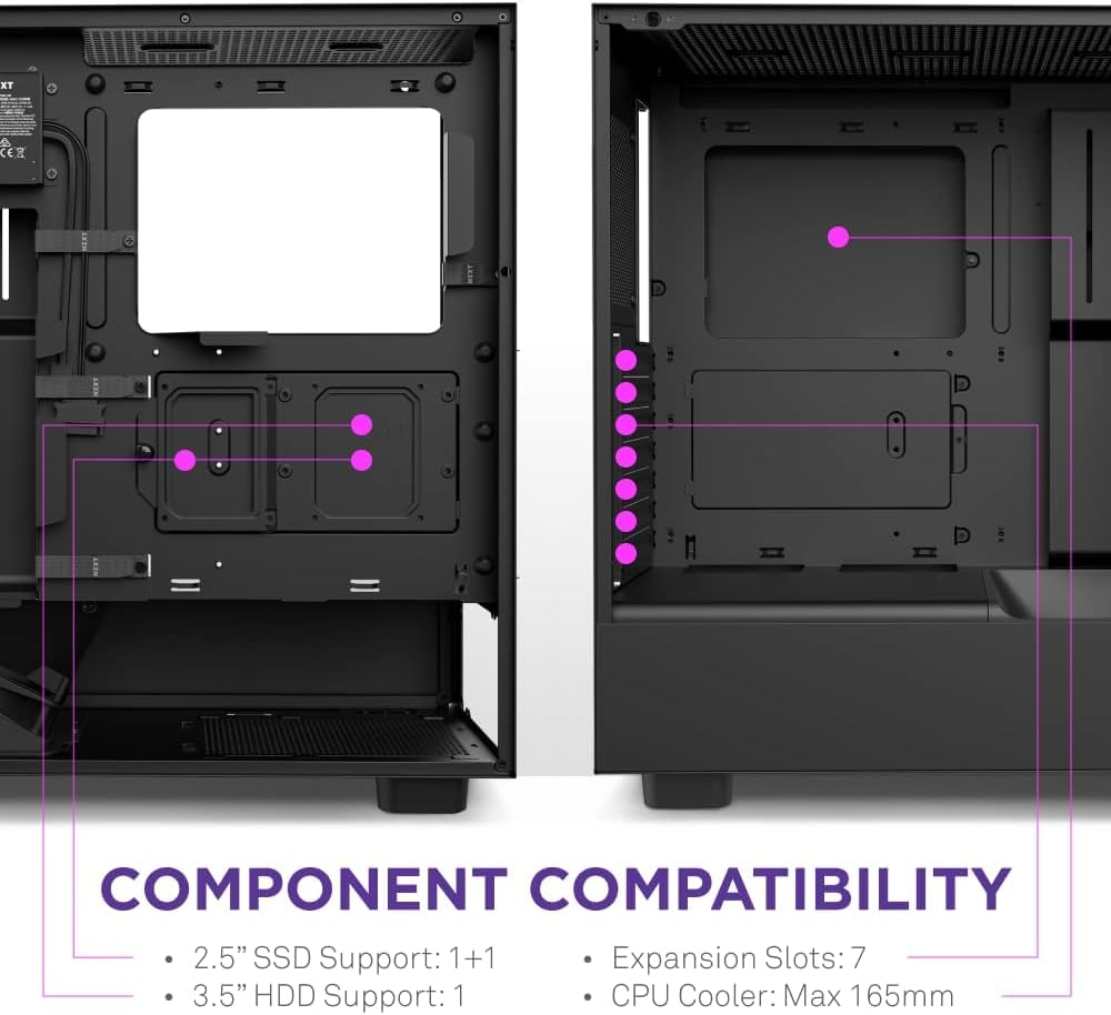 NZXT H5 Elite RGB Premium Compact ATX Mid-Tower Computer Case - Black