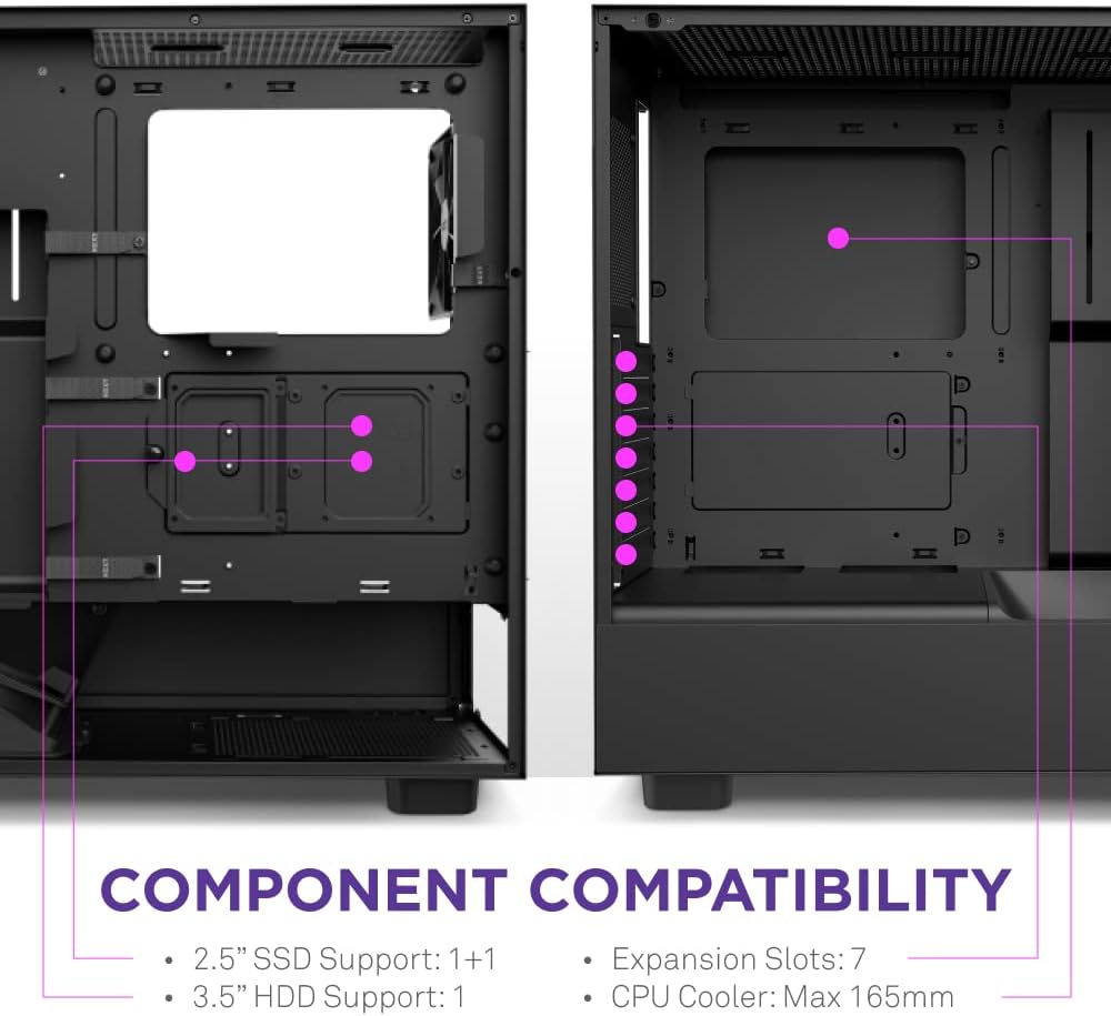 NZXT H5 Flow Compact ATX Mid-Tower Gaming Computer Case - Black