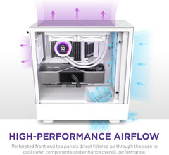 NZXT H5 Flow Compact ATX Mid-Tower Gaming Computer Case - White