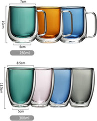 Prismora Borosilicate Double Wall Curved Glass Mug Orange 450ml