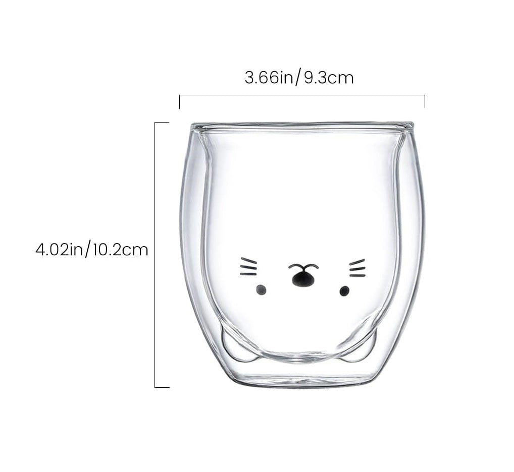 Prismora Double Layer Cute Animal Glass Kitty 250ML