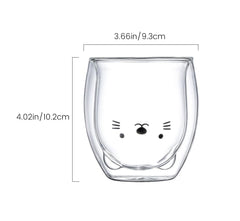 Prismora Double Layer Cute Animal Glass Kitty 250ML