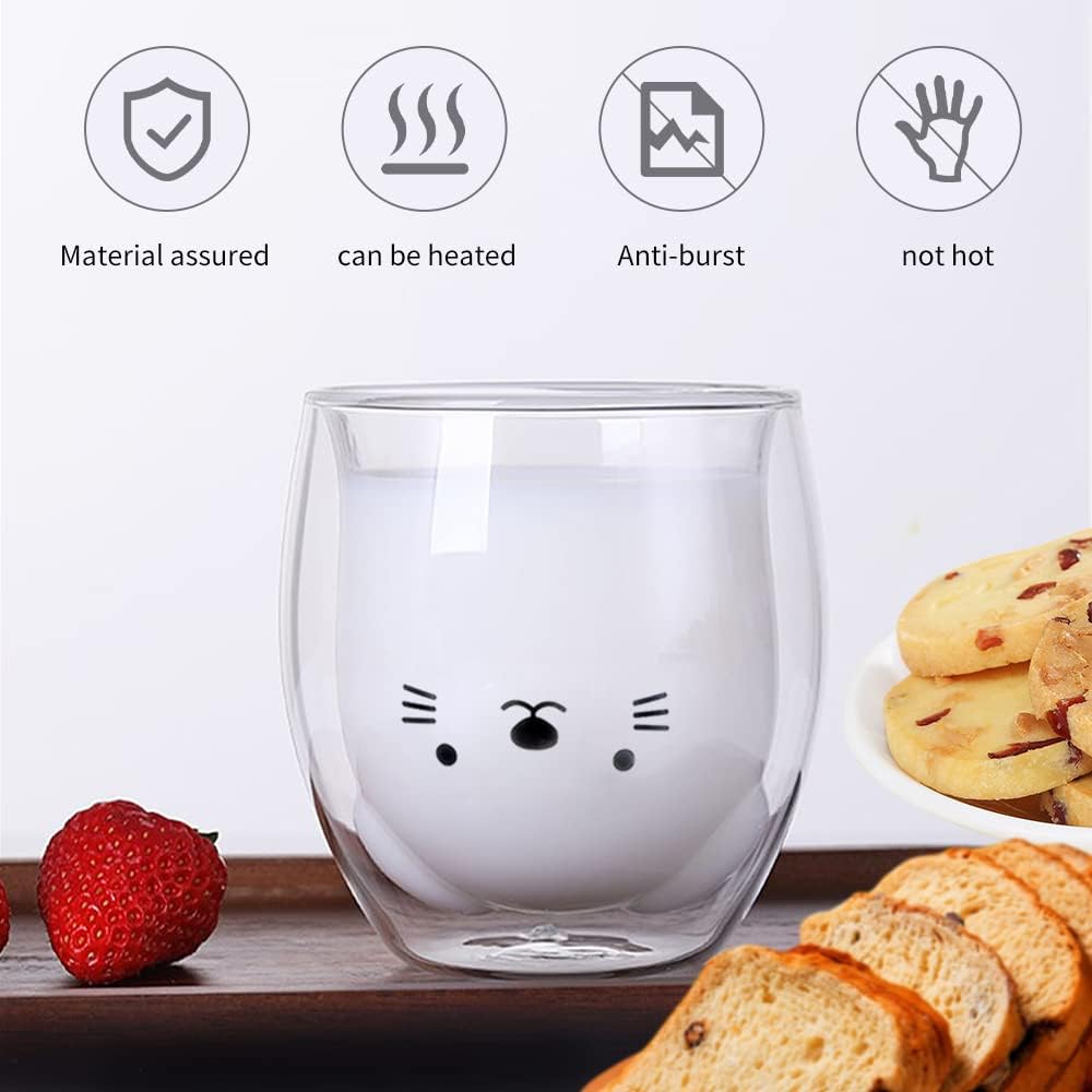 Prismora Double Layer Cute Animal Glass Kitty 250ML