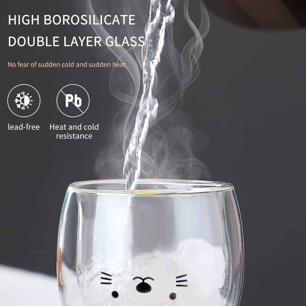 Prismora Double Layer Cute Animal Glass Kitty 250ML