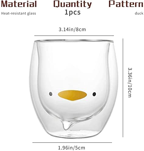 Prismora Double Layer Cute Animal Glass Yellow Duck 250ML