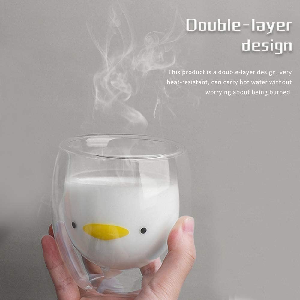 Prismora Double Layer Cute Animal Glass Yellow Duck 250ML