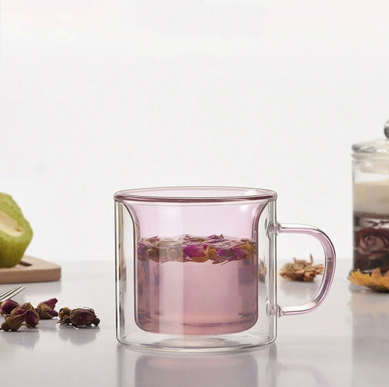 Prismora Double Layer Glass Mug Pink 200ml