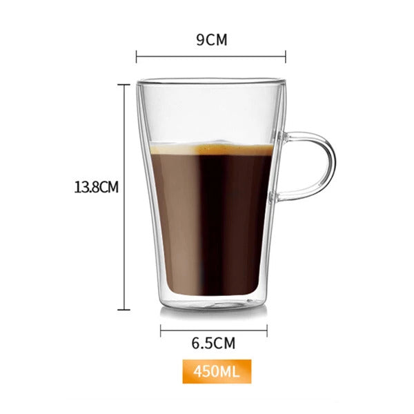 Prismora Borosilicate Nordic Style Double Layer Glass Mug 450ml