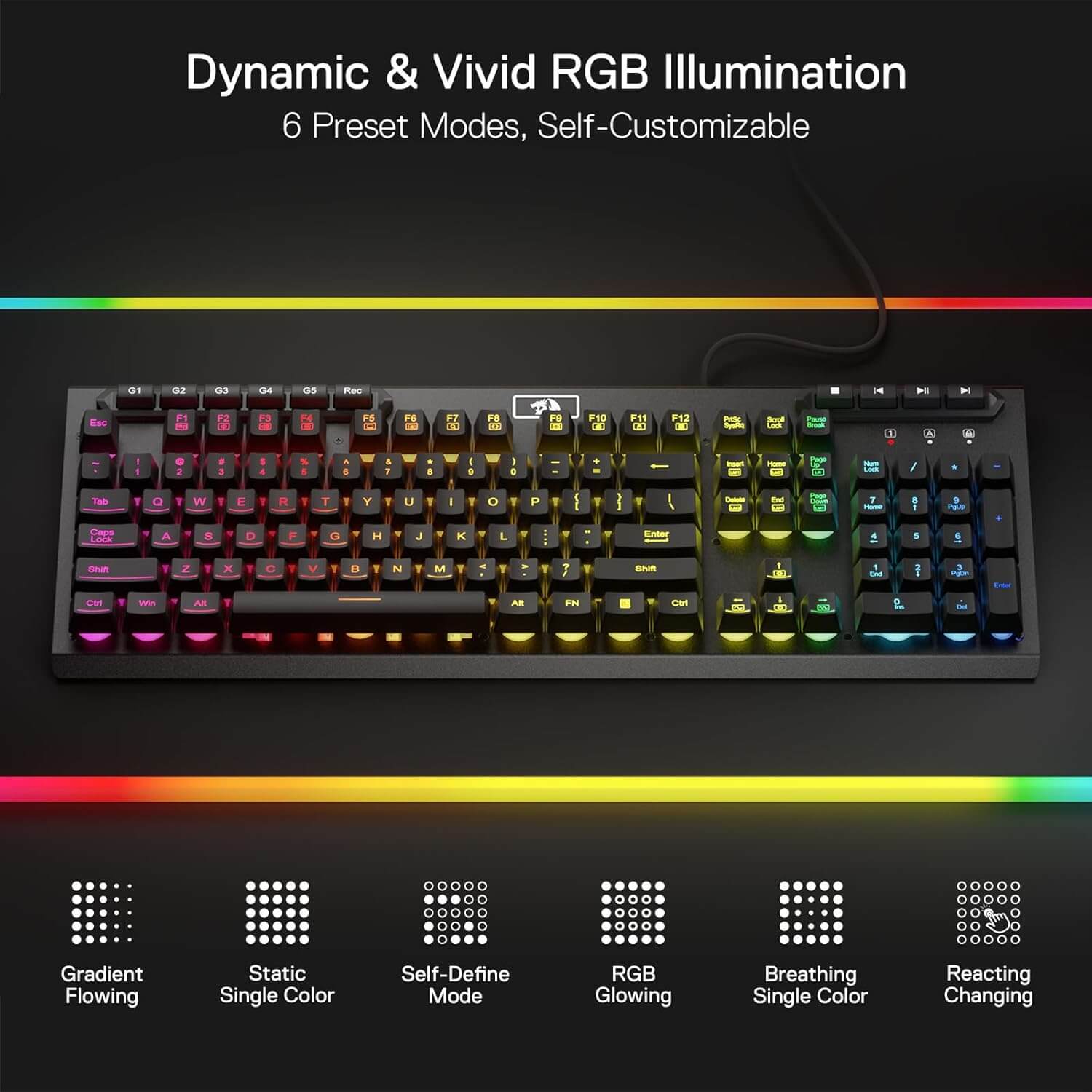 Redragon ADITYA K513 RGB Membrane Wired Gaming Keyboard