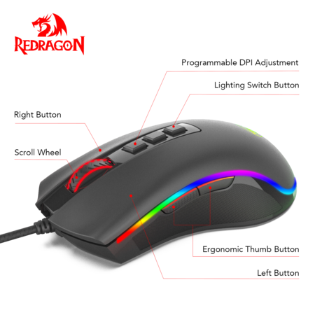 Redragon COBRA M711 RGB Backlit Wired Gaming Mouse