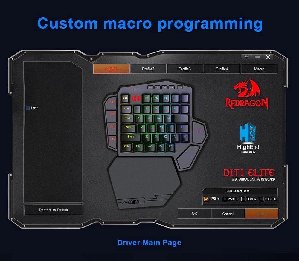 Redragon DITI X K601 RGB One-handed Mechanical Gaming Keyboard