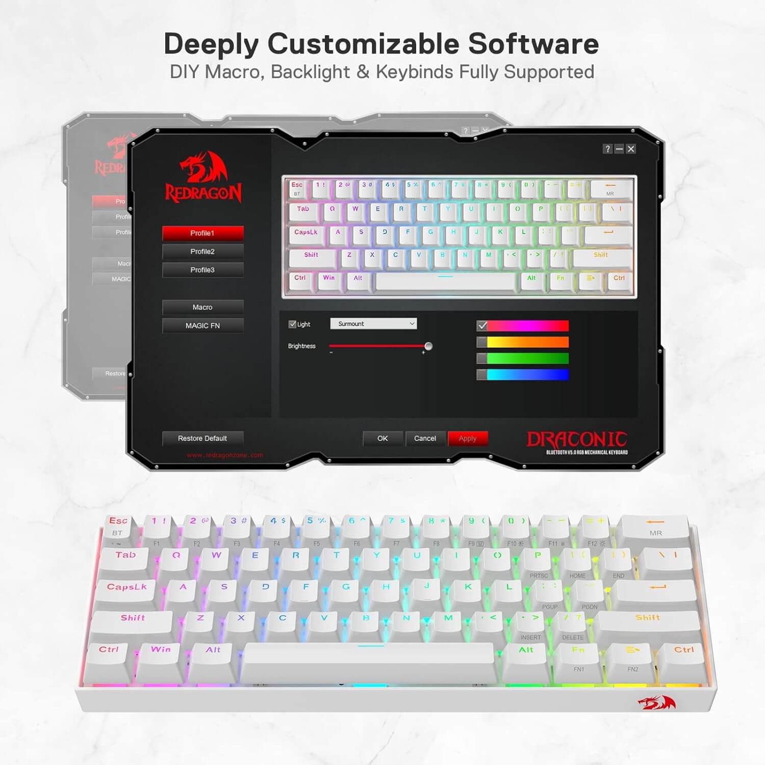 Redragon DRACONIC K530 60% Compact RGB Mechanical Keyboard