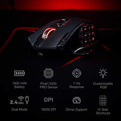 Redragon IMPACT Elite M913 RGB Wireless Gaming Mouse with 16 Programmable Buttons