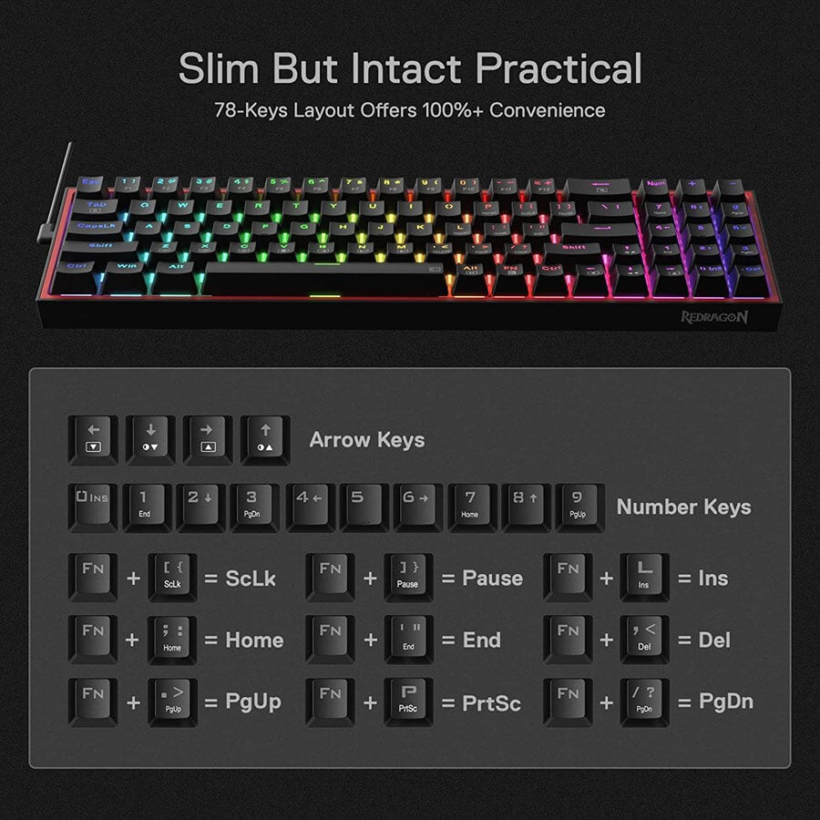 Redragon Pollux K628 75% Wired RGB Mechanical Keyboard