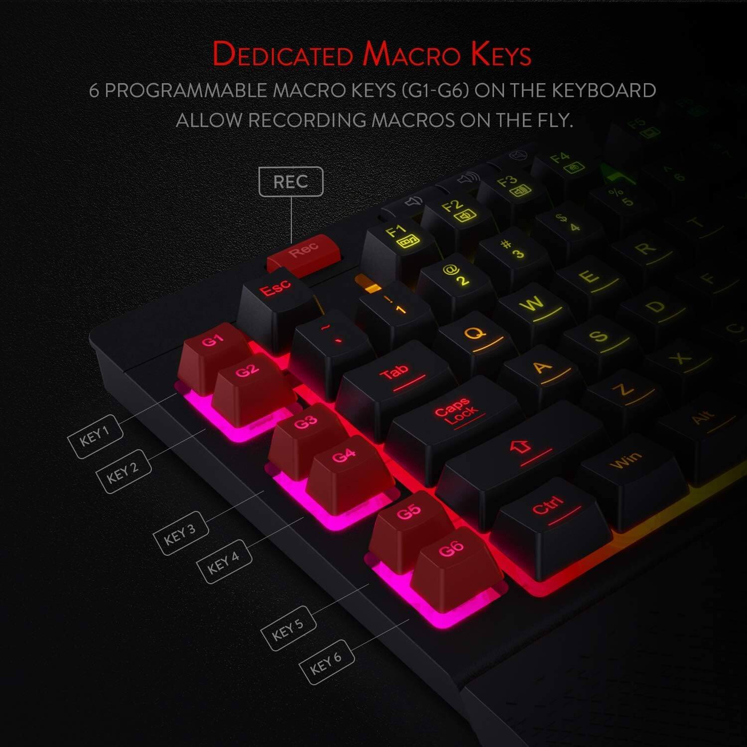 Redragon Shiva K512 RGB Backlit Membrane Wired Gaming Keyboard with Multimedia Keys