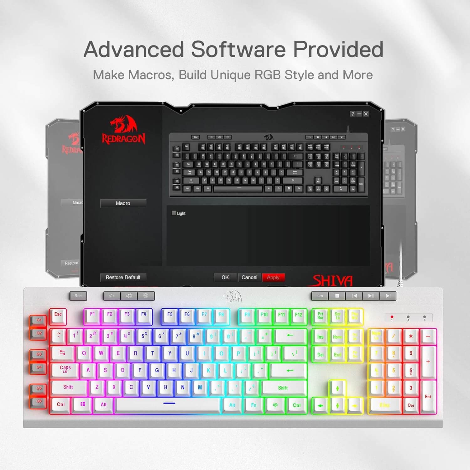 Redragon Shiva K512 RGB Backlit Membrane Wired Gaming Keyboard with Multimedia Keys