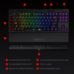 Redragon Vishnu K596 RGB Wireless/Wired Mechanical Gaming Keyboard