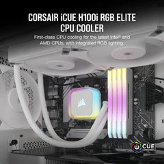 Corsair iCUE H100i RGB Elite AIO 240mm CPU Liquid Cooler - White