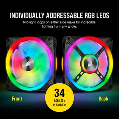 Corsair iCUE QL120 RGB 120mm PWM Triple Fan with Lighting Node CORE