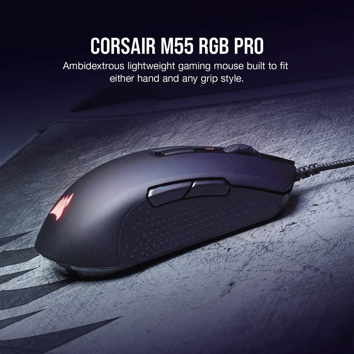 Corsair M55 RGB Pro Ambidextrous Multi-Grip Gaming Mouse