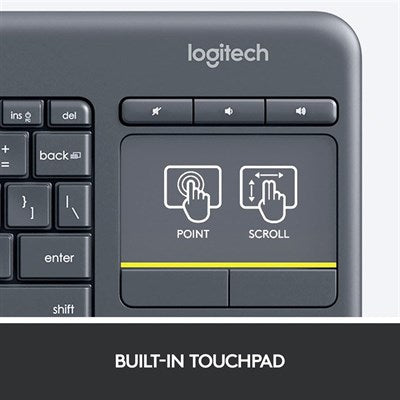 Logitech K400 Plus Wireless Touch Keyboard With Easy Media Control and Built-in Touchpad