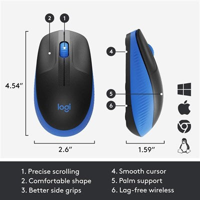 Logitech M190 Full-Size Wireless Mouse - Blue