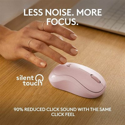 Logitech M240 Silent Reliable Bluetooth Mouse with Comfortable Shape and Silent Clicking - Pink