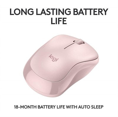 Logitech M240 Silent Reliable Bluetooth Mouse with Comfortable Shape and Silent Clicking - Pink