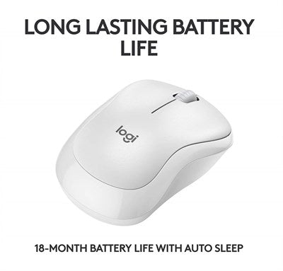 Logitech M240 Silent Reliable Bluetooth Mouse with Comfortable Shape and Silent Clicking - White