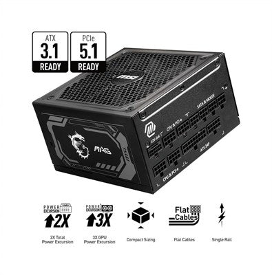 MSI MAG A1250GL PCIE 5 1250W 80+ Gold Fully Modular Power Supply