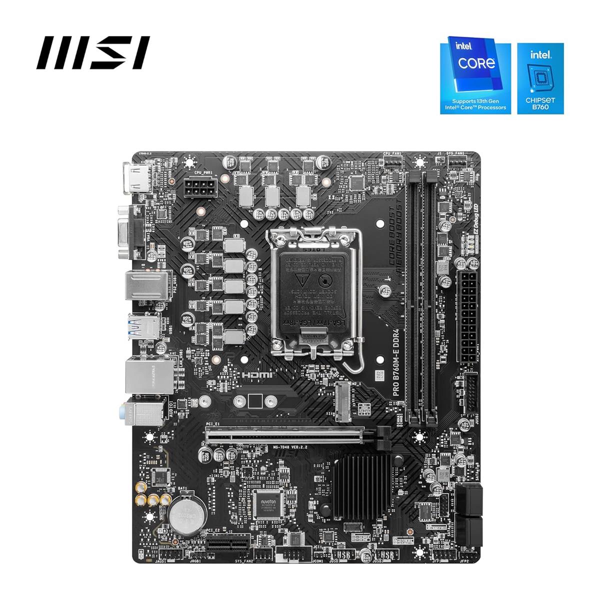 MSI Pro B760M-E DDR4 Intel 12/13th Gen microATX Motherboard