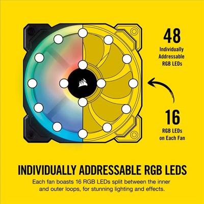 Corsair LL120 RGB 120mm Dual Light Loop RGB LED PWM Fan — 3 Fan Pack with Lighting Node PRO