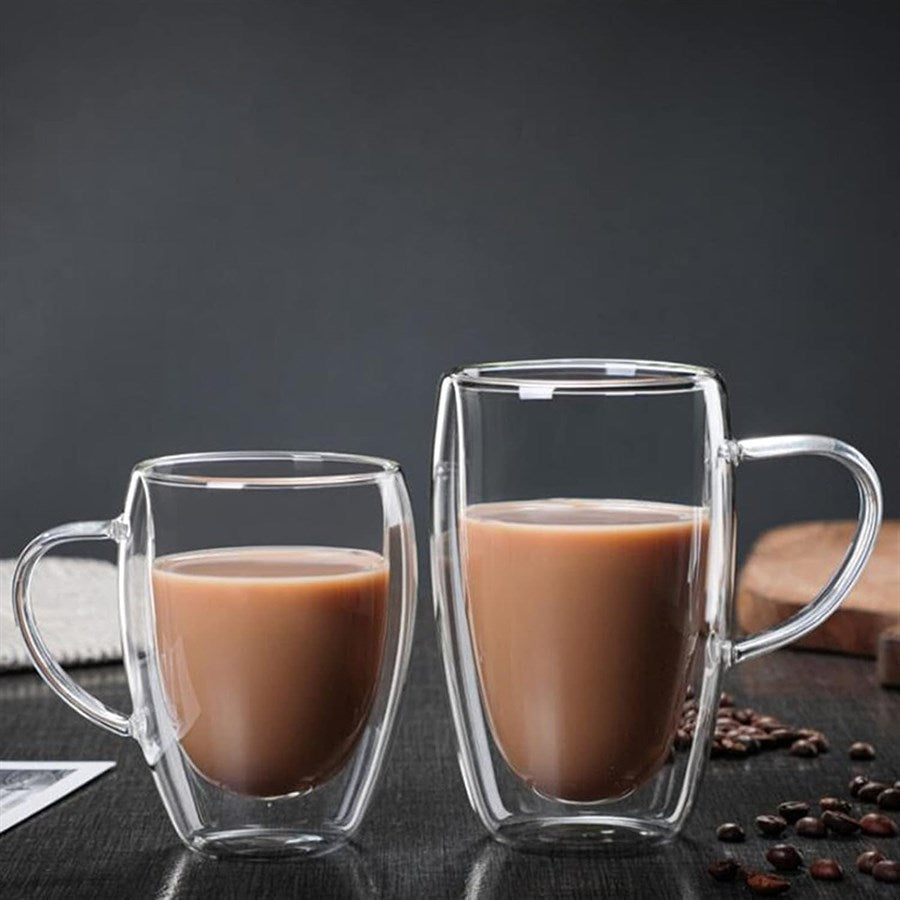 Prismora Borosilicate Double Layer Glass Mug with Handle 450ml