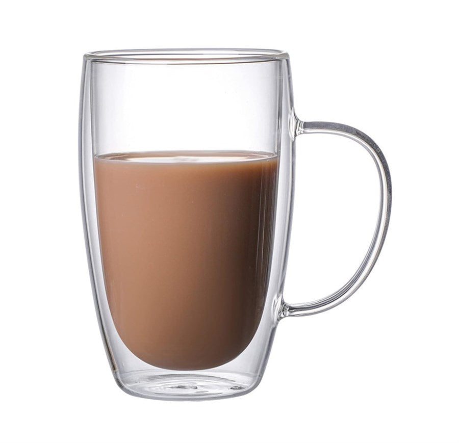 Prismora Borosilicate Double Layer Glass Mug with Handle 450ml