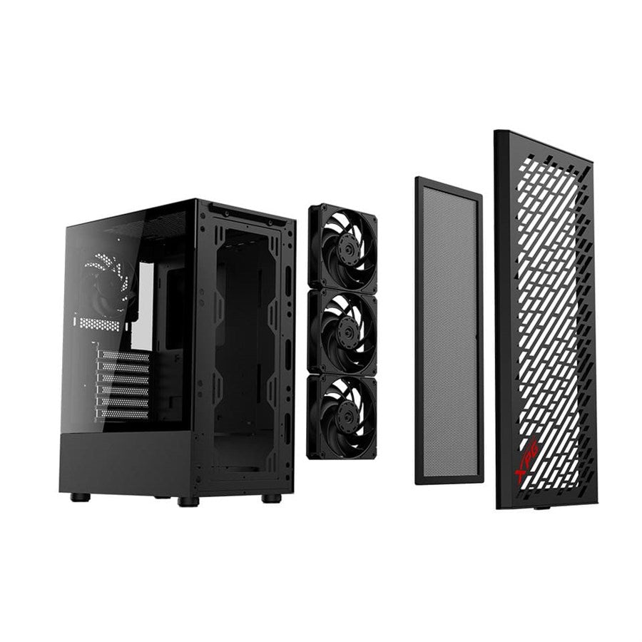 XPG VALOR AIR ATX Mid Tower Computer Case - Black Includes 4 VENTO 120 Fans